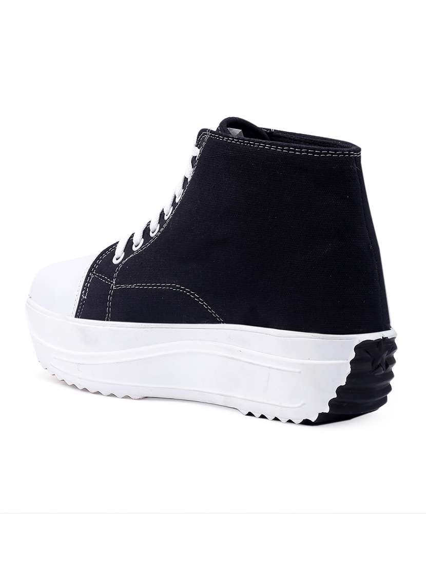 black lace up casual sneakers - 20611050 - Standard Image - 4