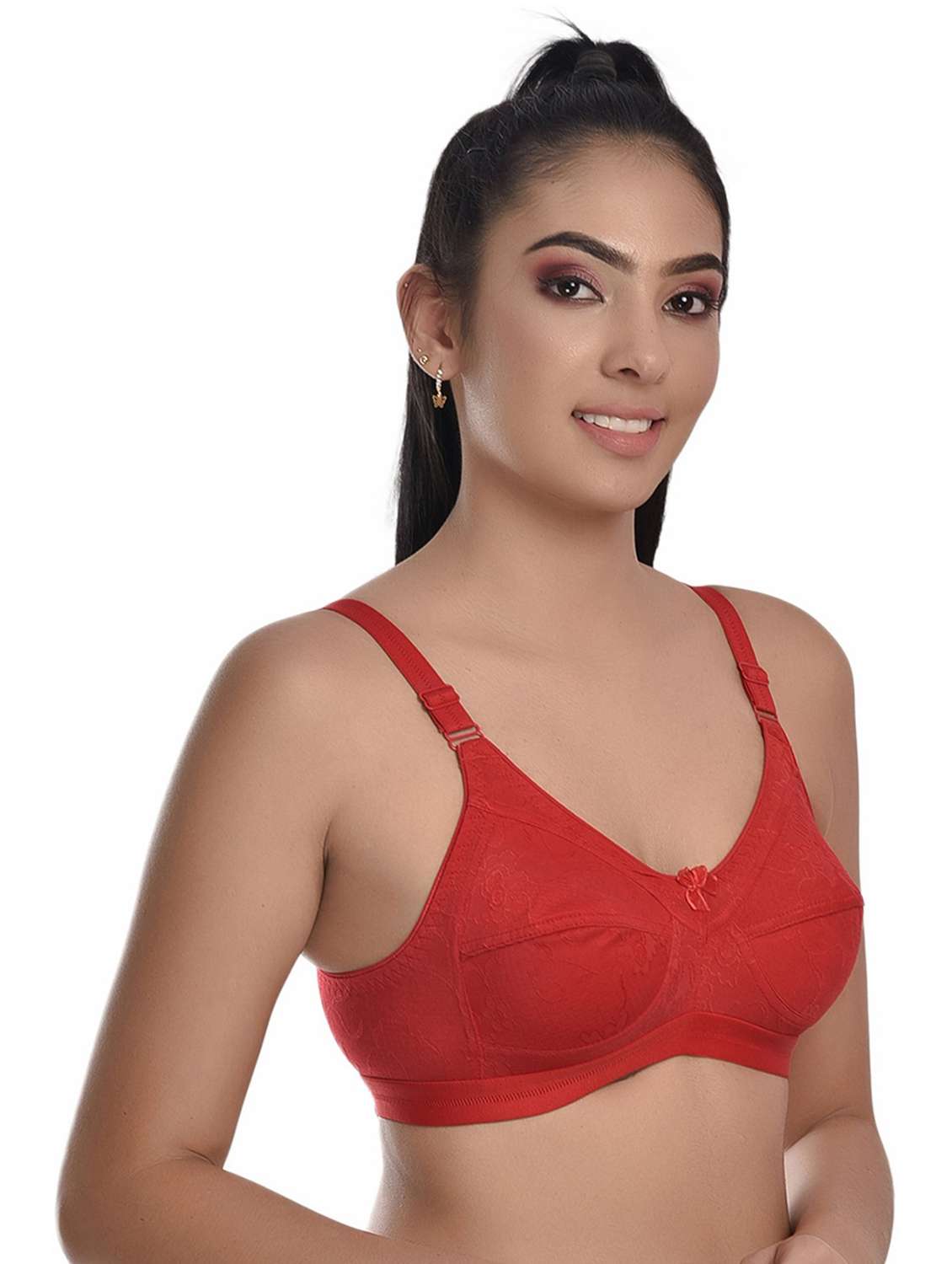 red cotton blend t-shirt bra - 20611168 -  Standard Image - 1