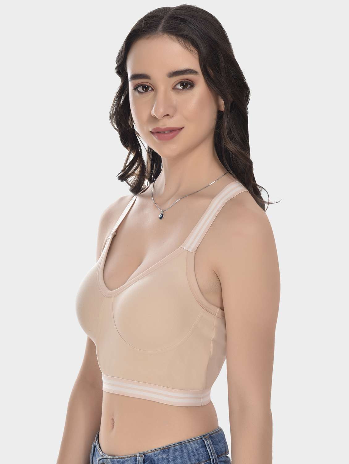 beige cotton sports bra - 20611311 -  Standard Image - 1