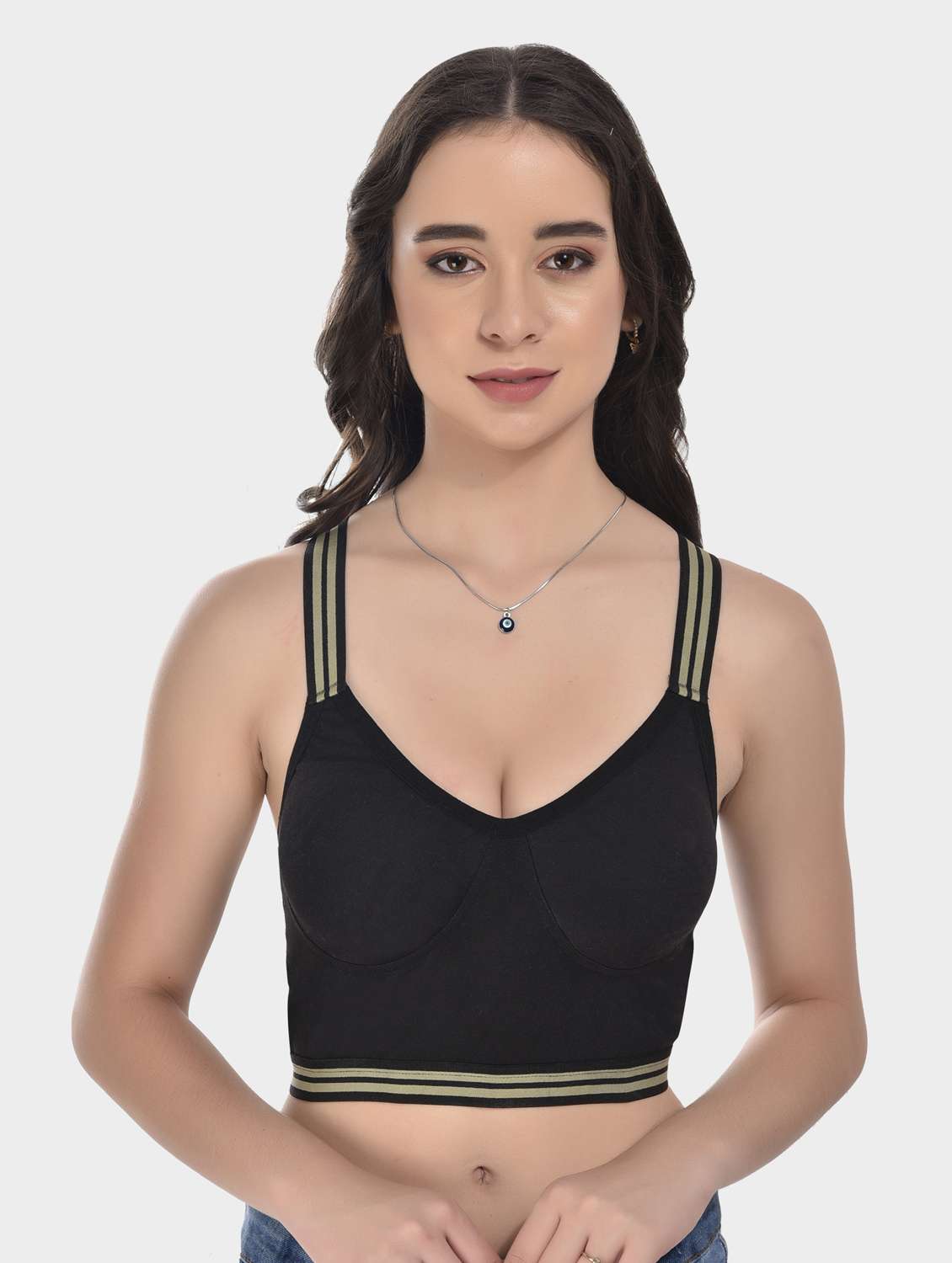 black cotton sports bra