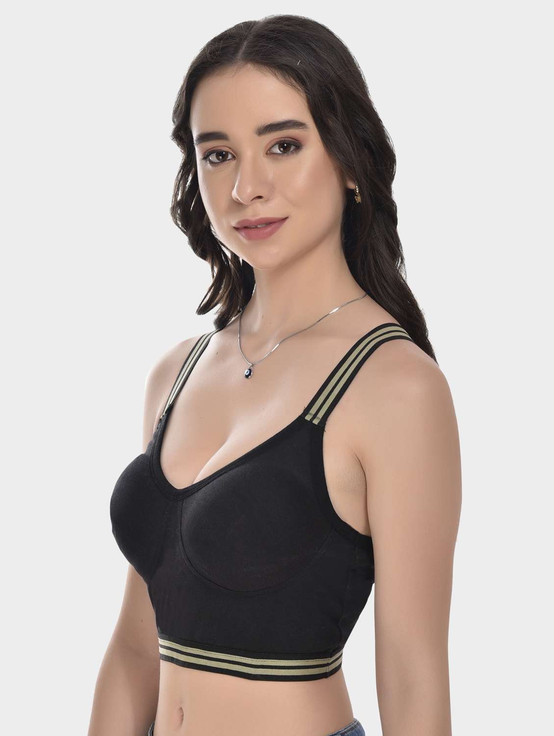 black cotton sports bra - 20611314 -  Standard Image - 1