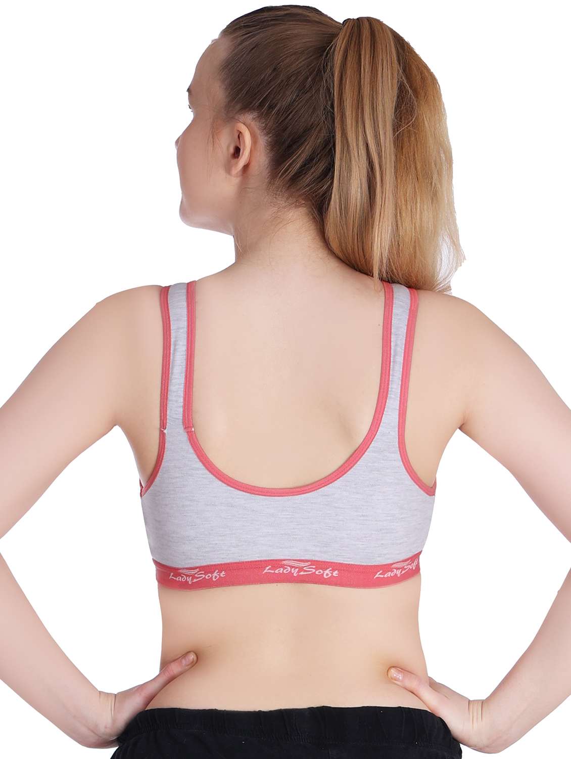 color block cotton blend sporta bra - 20611344 -  Standard Image - 1