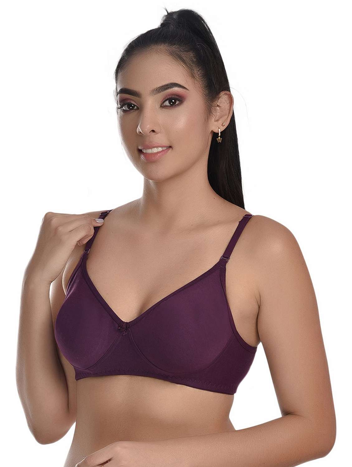 purple cotton blend tshirt bra - 20611573 -  Standard Image - 1