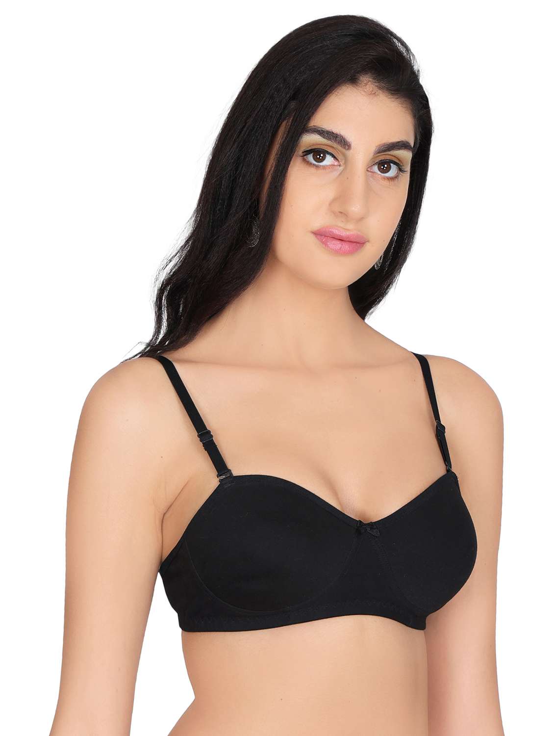 black cotton blend regular bra - 20611674 -  Standard Image - 1