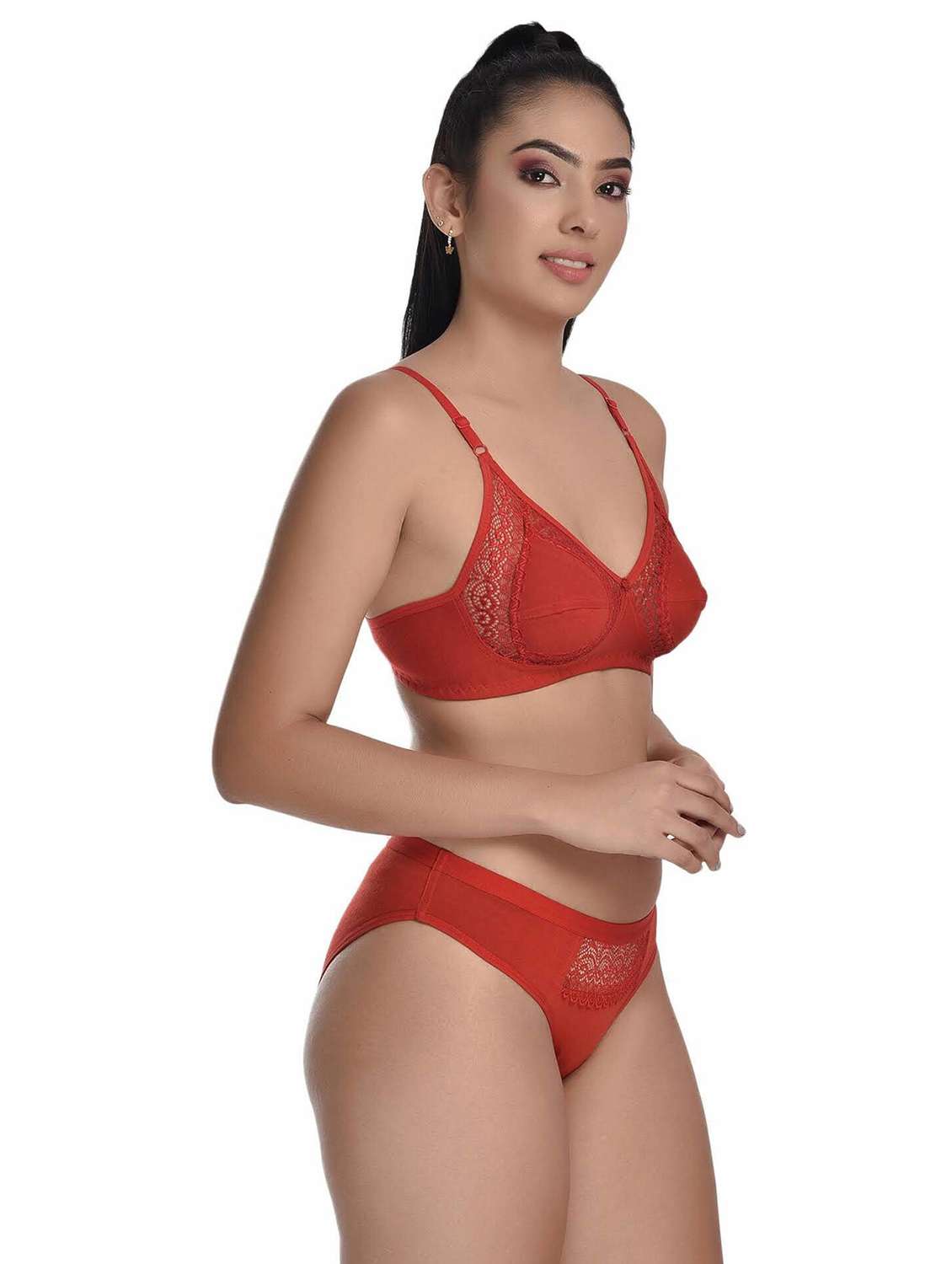 women lace deatiled bra and panty set - 20611831 -  Standard Image - 1