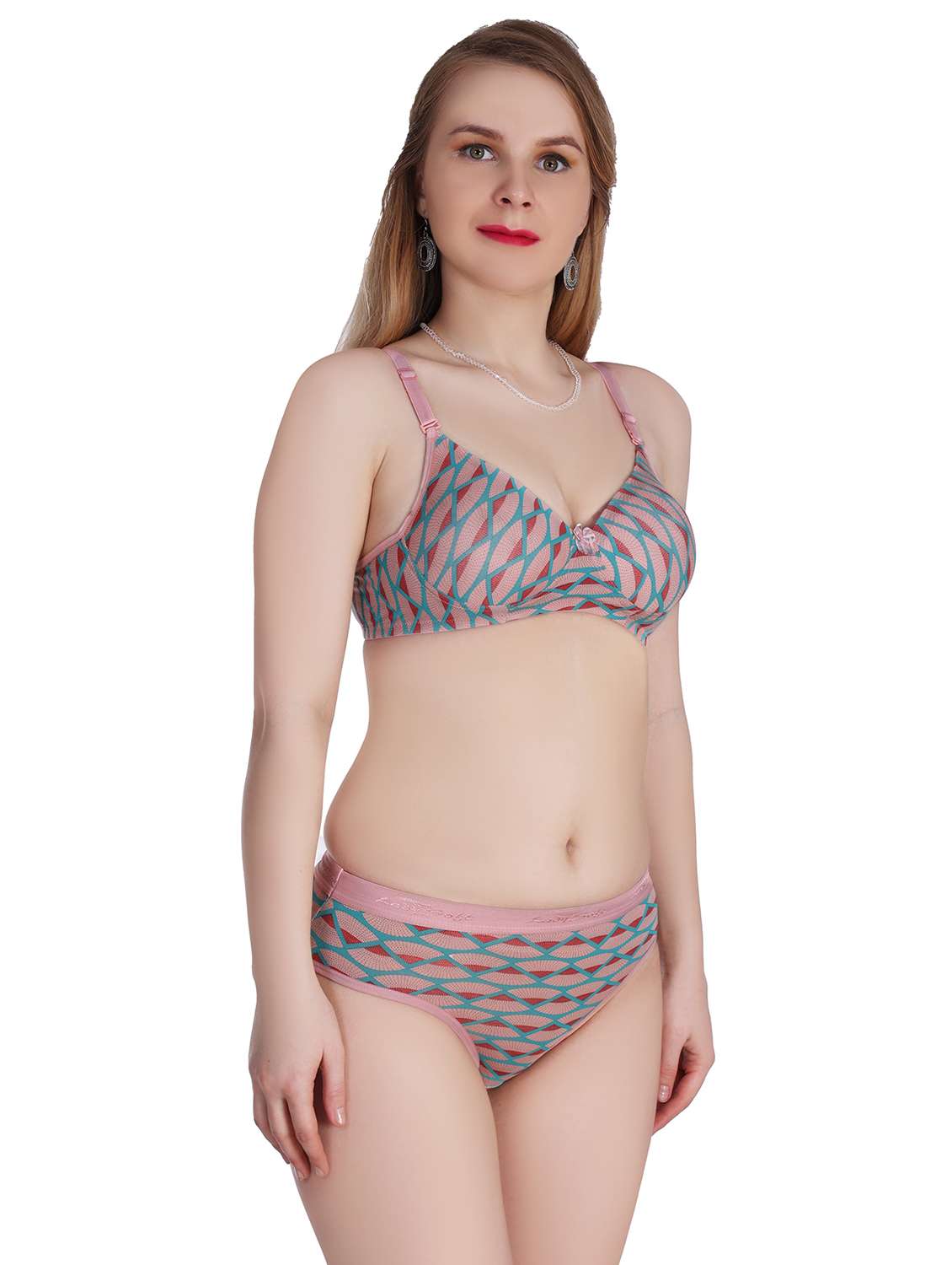 multi colored lycra blend bras and panty set - 20611876 -  Standard Image - 1