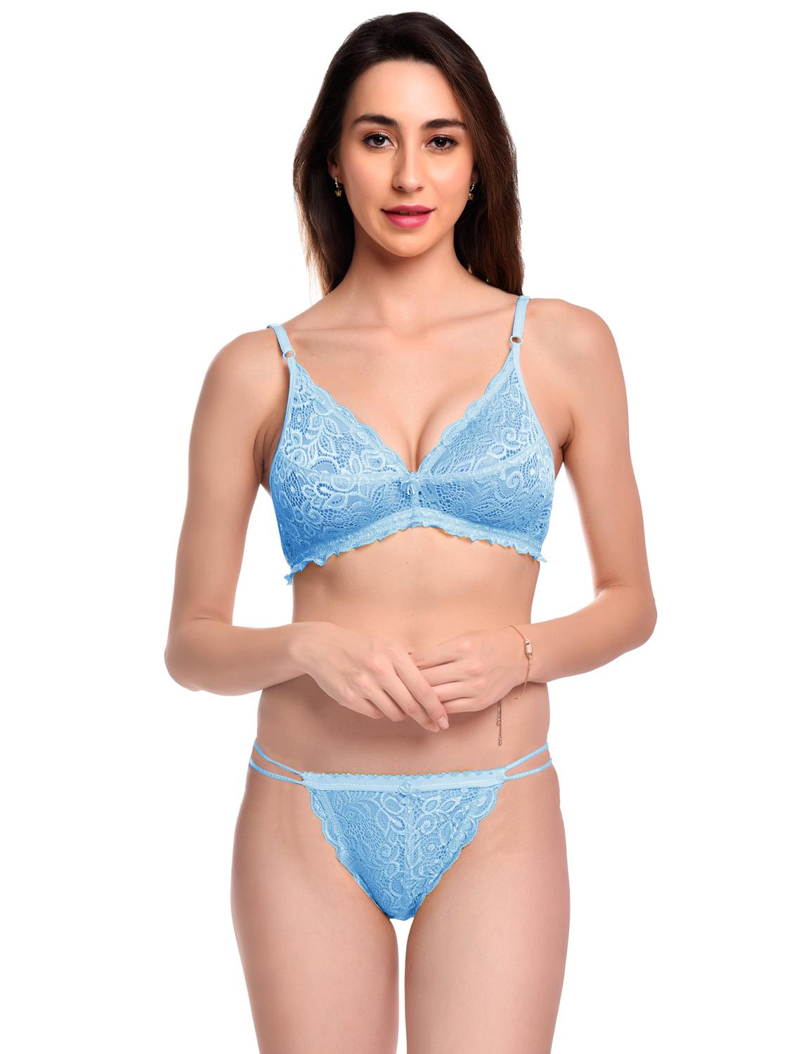 pack of 3 net bra and panty set - 20612022 -  Standard Image - 1
