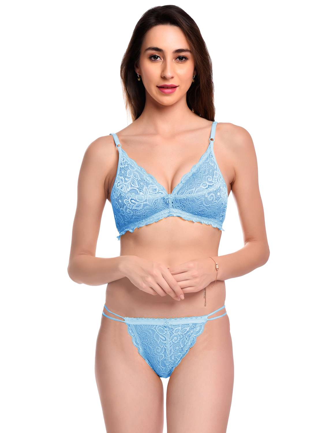 pack of 3 net bra and panty set - 20612040 -  Standard Image - 1