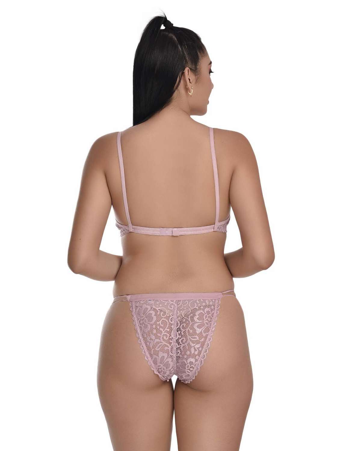 pack of 3 lace detailed bra and thongs set - 20612107 -  Standard Image - 4