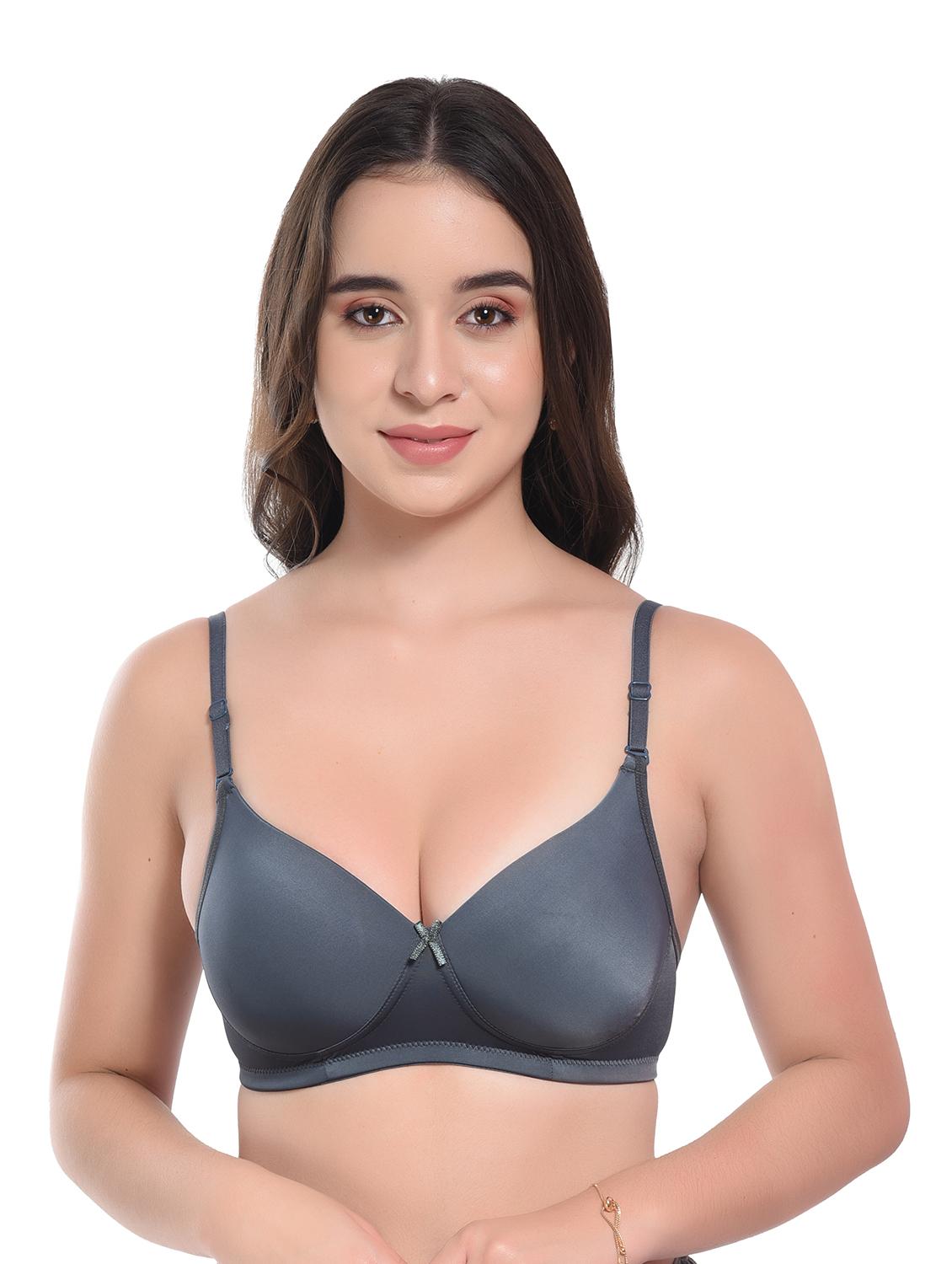 charcoal lycra push up bra - 20612401 - Zoom Image - 0