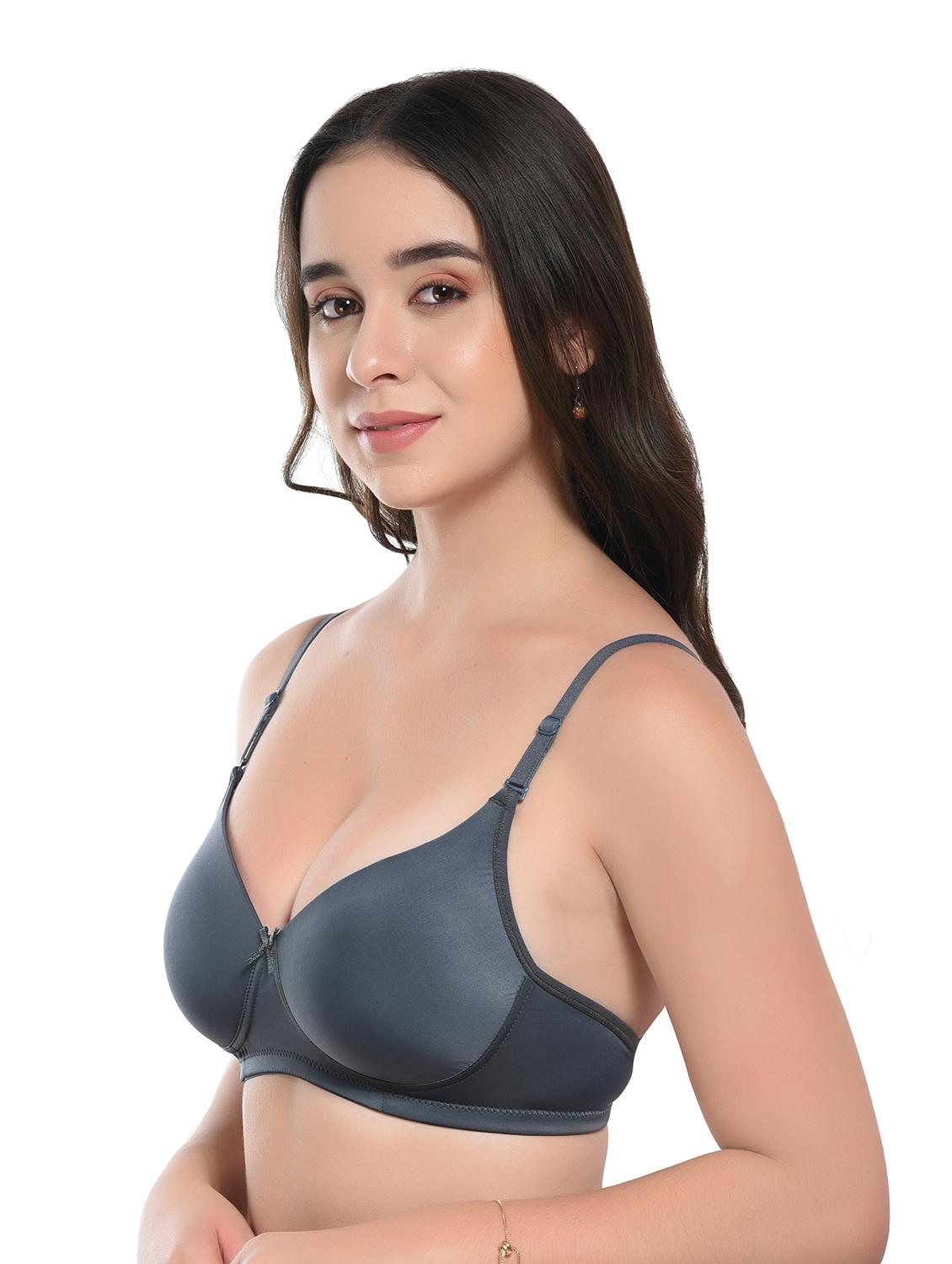 charcoal lycra push up bra - 20612401 -  Standard Image - 1
