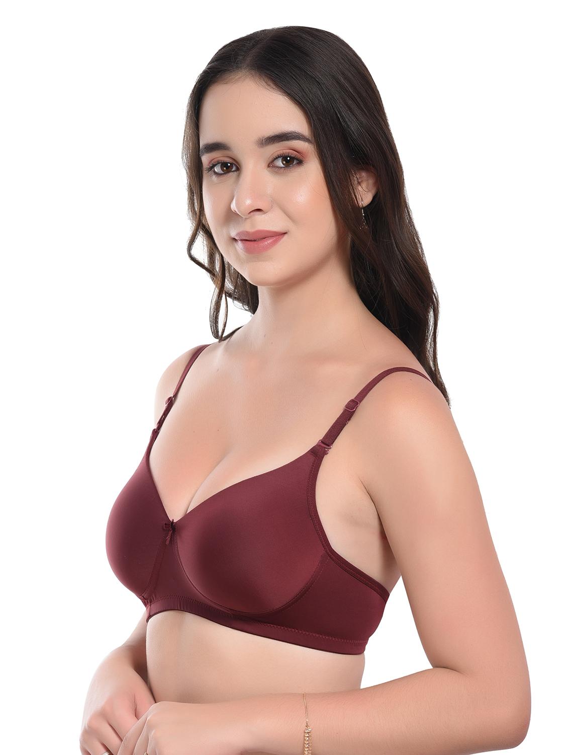 maroon lycra push up bra - 20612402 - Standard Image - 1