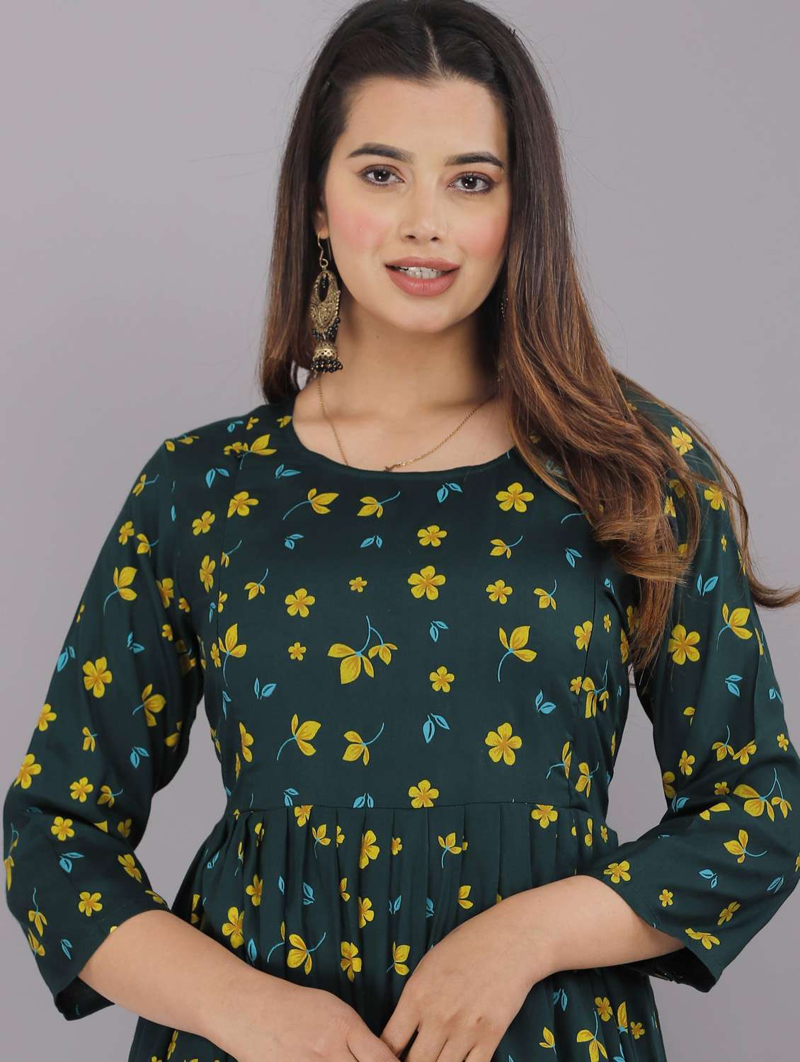 women round neck floral printed maternity wear dress - 20612470 -  Standard Image - 4