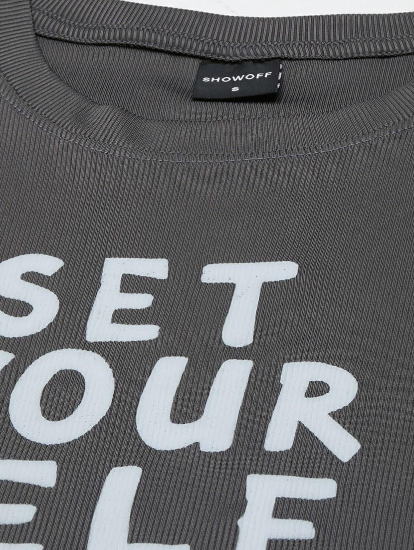 women grey typographic crop t-shirt - 20612588 - Standard Image - 6