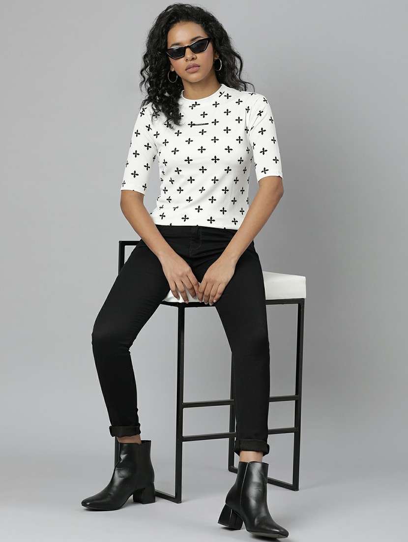 women white printed regular t-shirt - 20612590 - Standard Image - 4