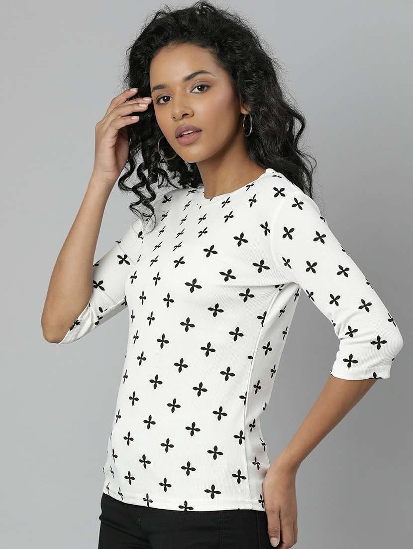 women white printed regular t-shirt - 20612595 -  Standard Image - 1