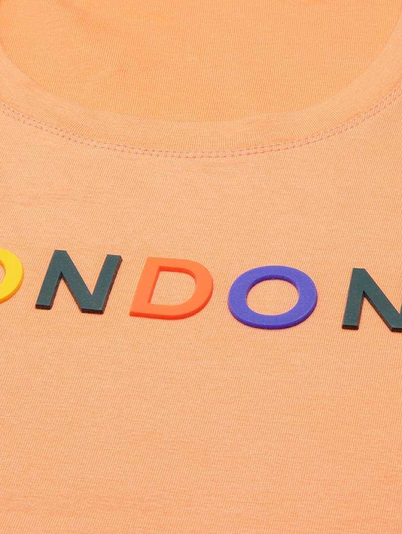 women orange cotton chest print t-shirt - 20612598 - Standard Image - 6