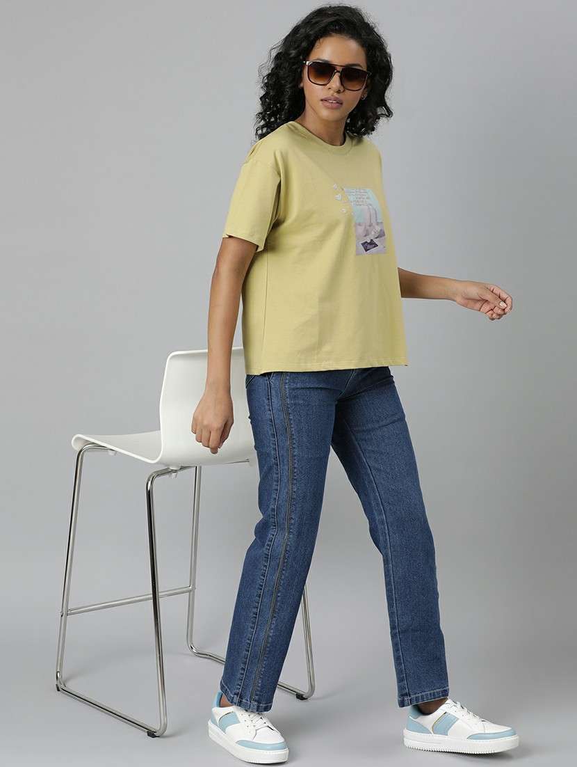 women yellow graphic boxy t-shirt - 20612608 -  Standard Image - 4