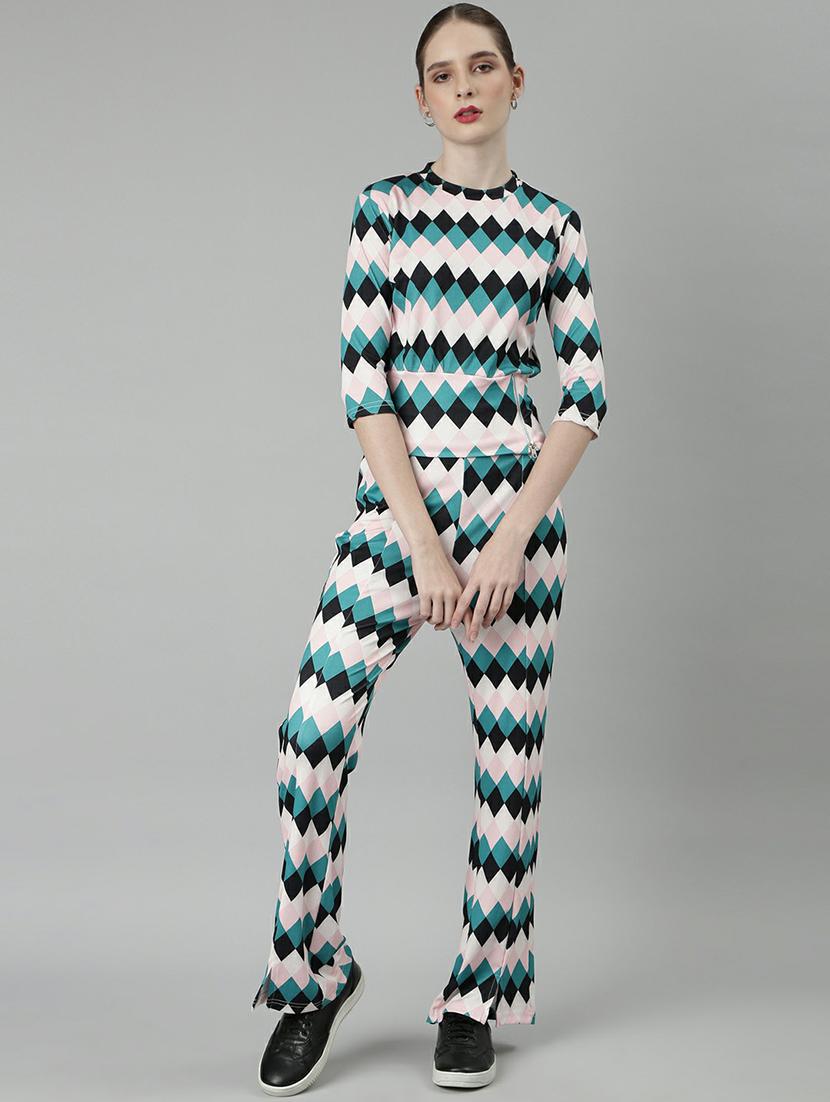 women checkered top and trouser co-ord set - 20612642 - Zoom Image - 0