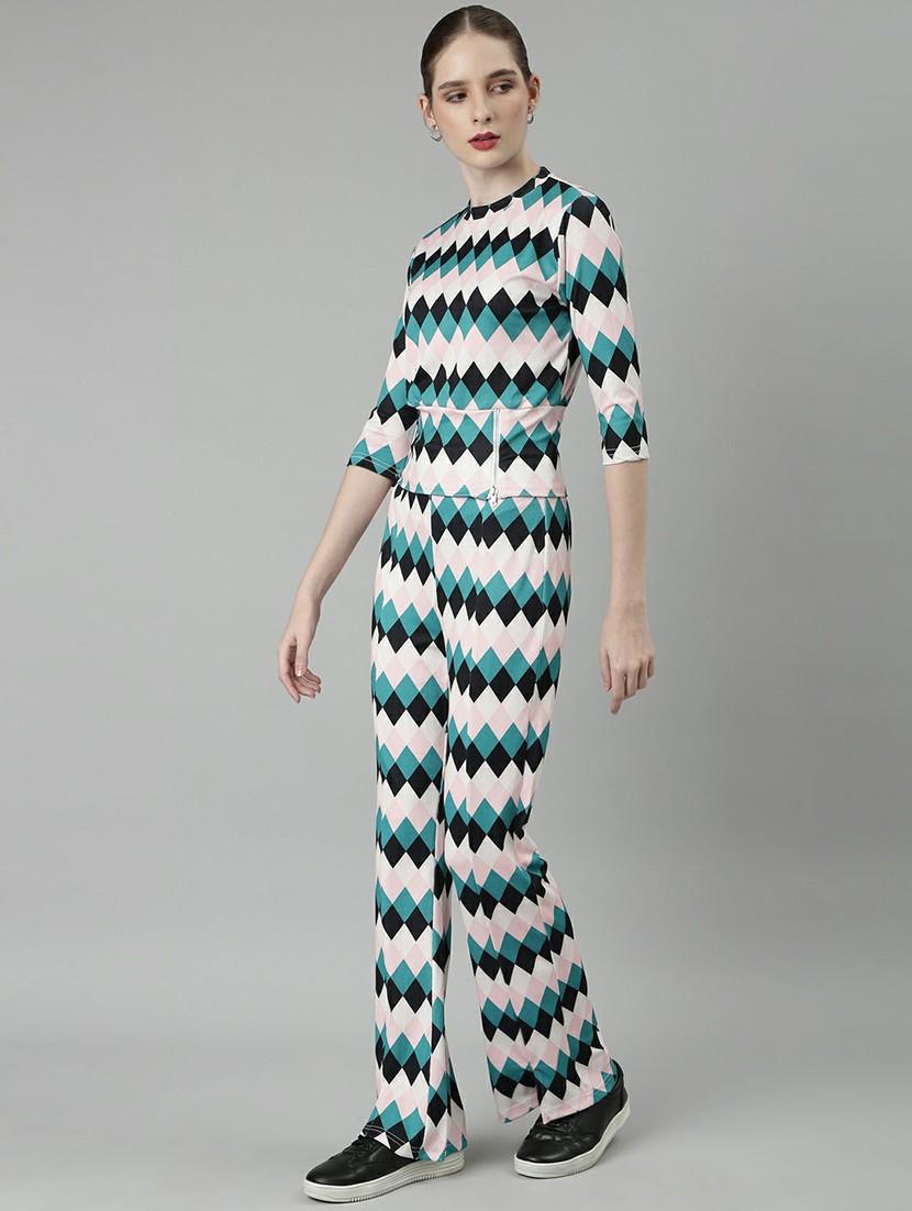 women checkered top and trouser co-ord set - 20612642 -  Standard Image - 1