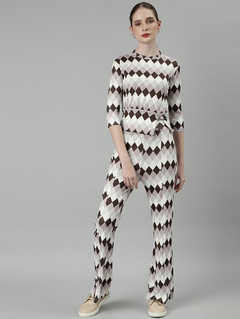 women checkered top and trouser co-ord set - 20612643 -  Zoom Image - 0