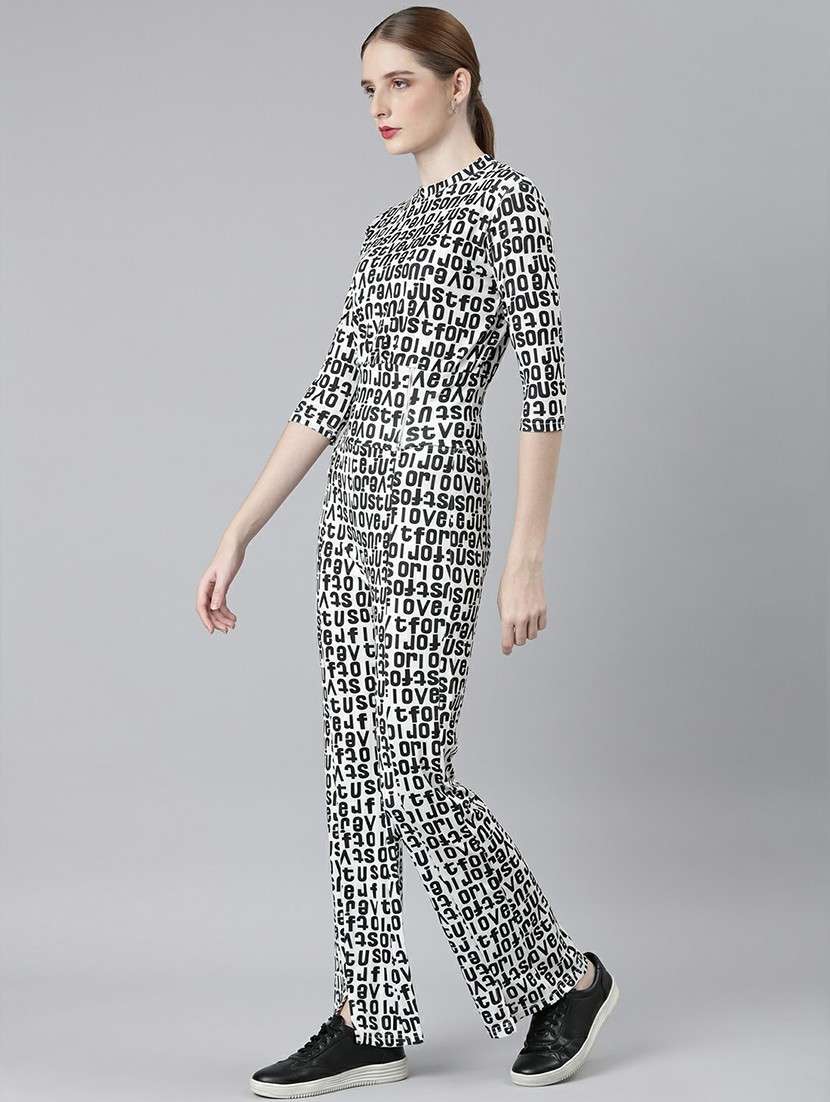 women black & white typographic top and trouser set  - 20612647 -  Standard Image - 1