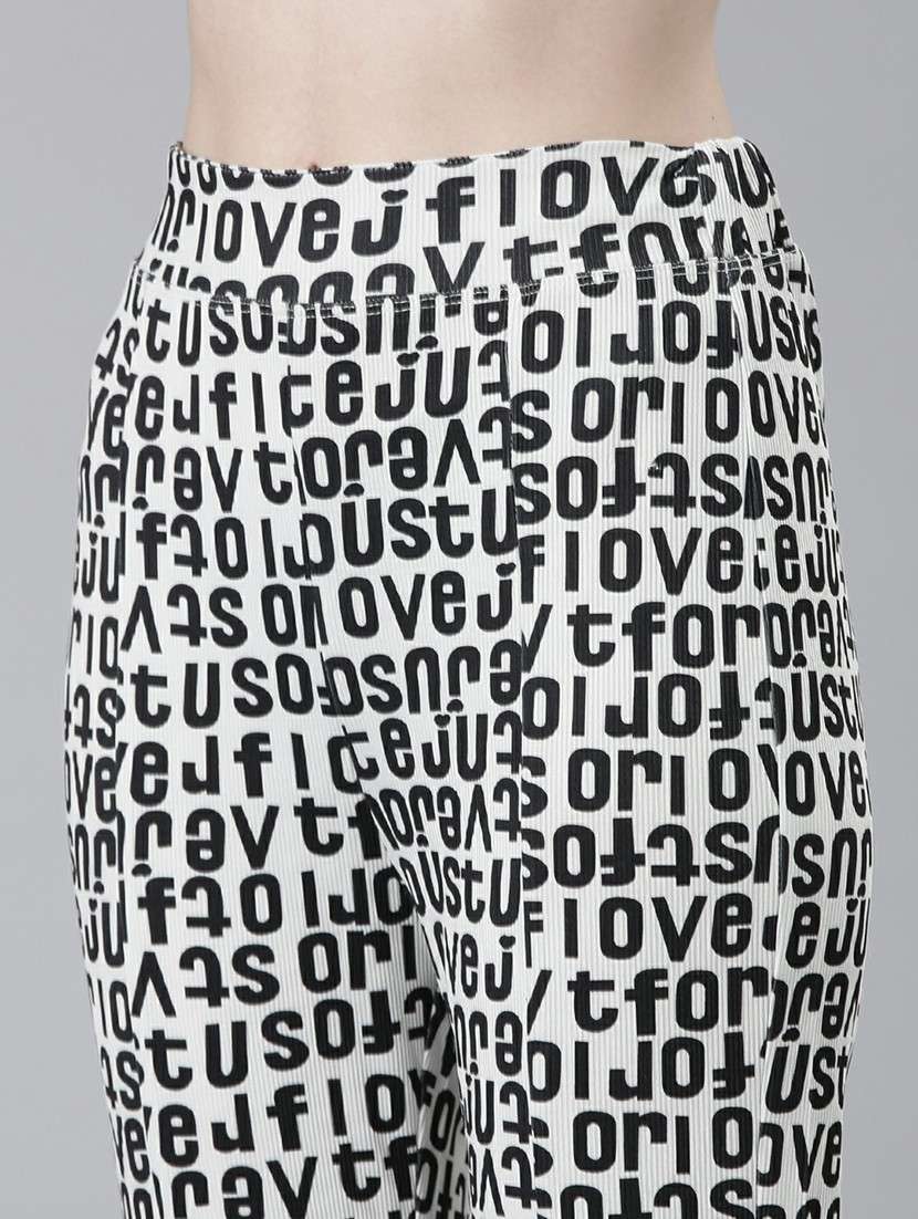 women black & white typographic top and trouser set  - 20612647 -  Standard Image - 6