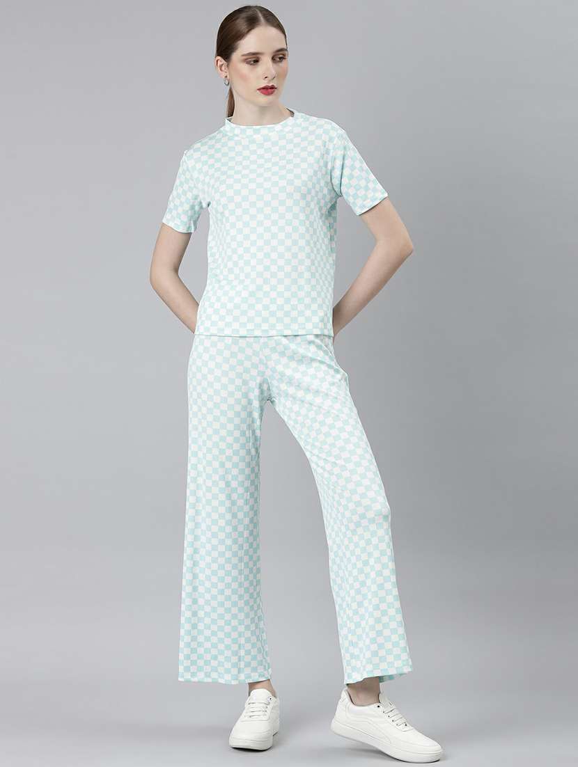 women checkered top and trouser co-ord set