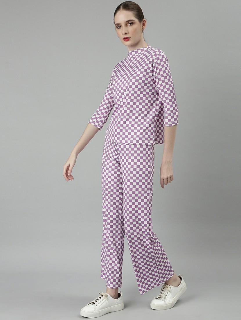 women checkered top and trouser co-ord set - 20612660 -  Standard Image - 1