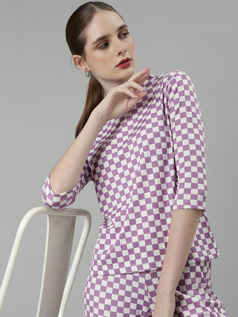 women checkered top and trouser co-ord set - 20612660 - Standard Image - 4