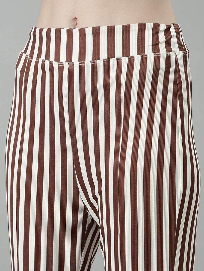 women brown & white striped top and trouser set  - 20612662 -  Standard Image - 6