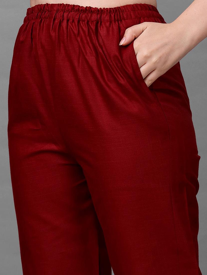 maroon printed kurta pant set - 20613935 - Standard Image - 4