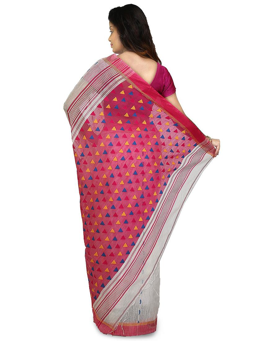 white self design handloom saree with blouse - 20613957 - Standard Image - 1