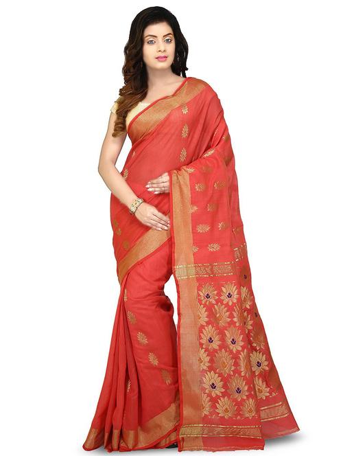 women's floral red colored saree with blouse - 20613958 - Standard Image - 0