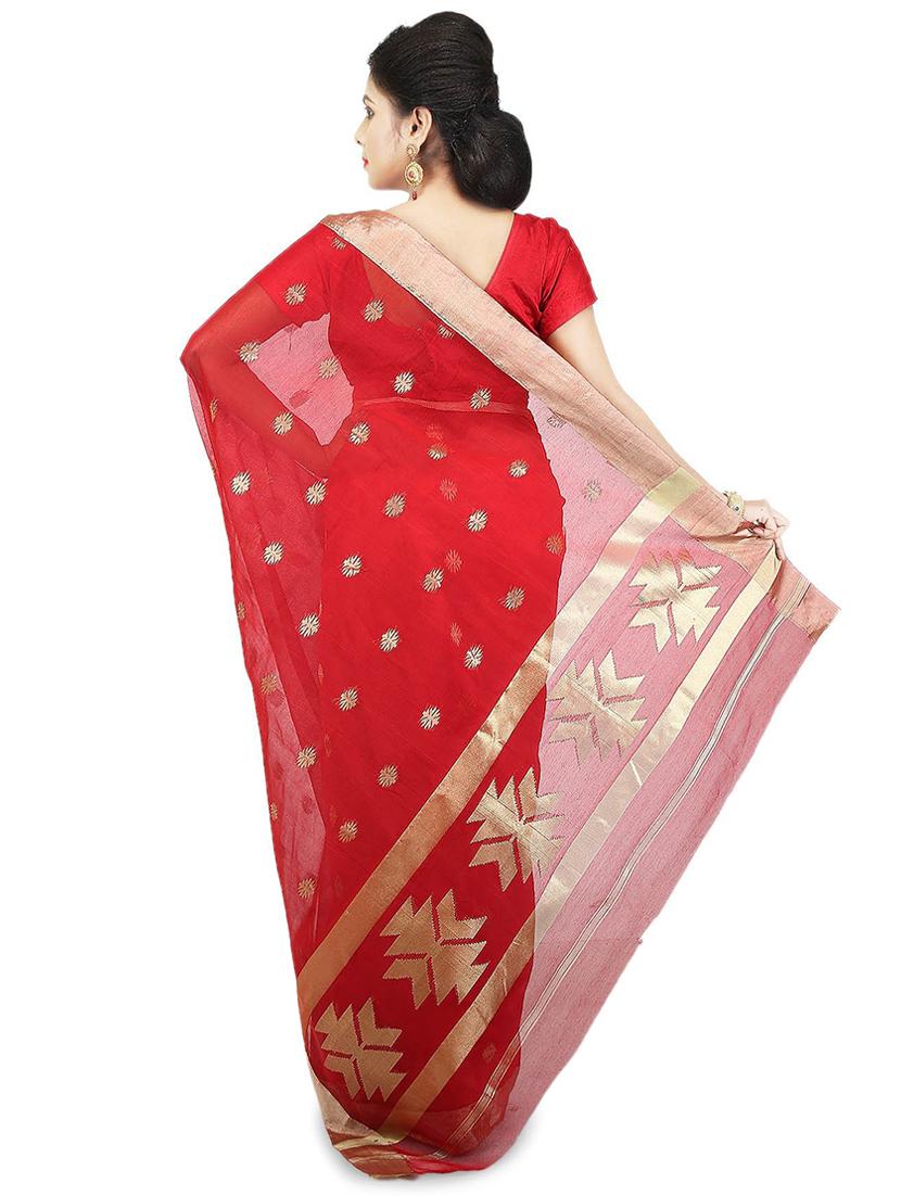 red self design tant saree with blouse - 20613961 - Standard Image - 1
