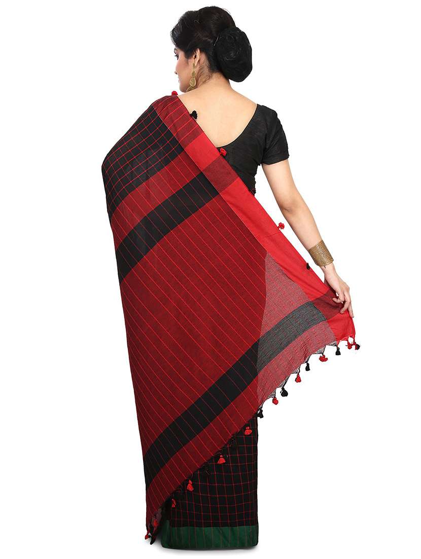 women multi color checks handloom saree with blouse - 20613977 -  Standard Image - 1