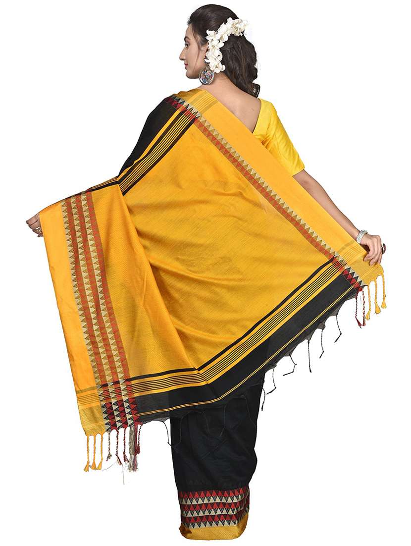 black self design handloom saree with blouse - 20613997 - Standard Image - 1