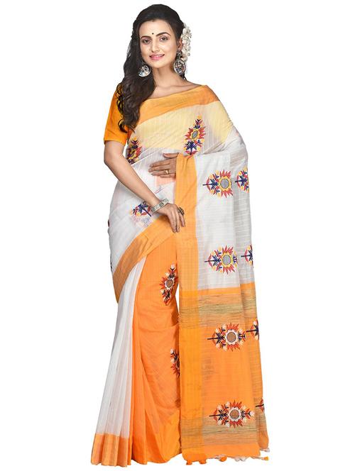 white self design handloom saree with blouse - 20613999 -  Standard Image - 0