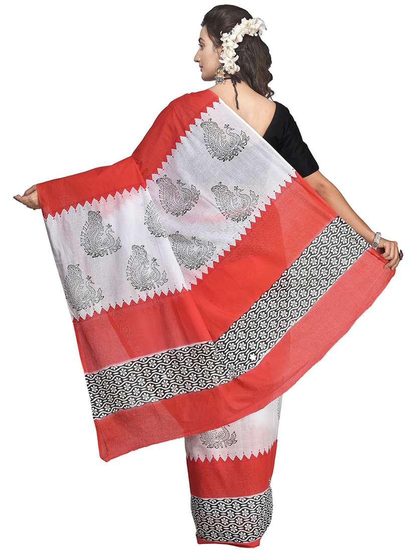 women multi color hand block printed saree with blouse - 20614004 -  Standard Image - 1