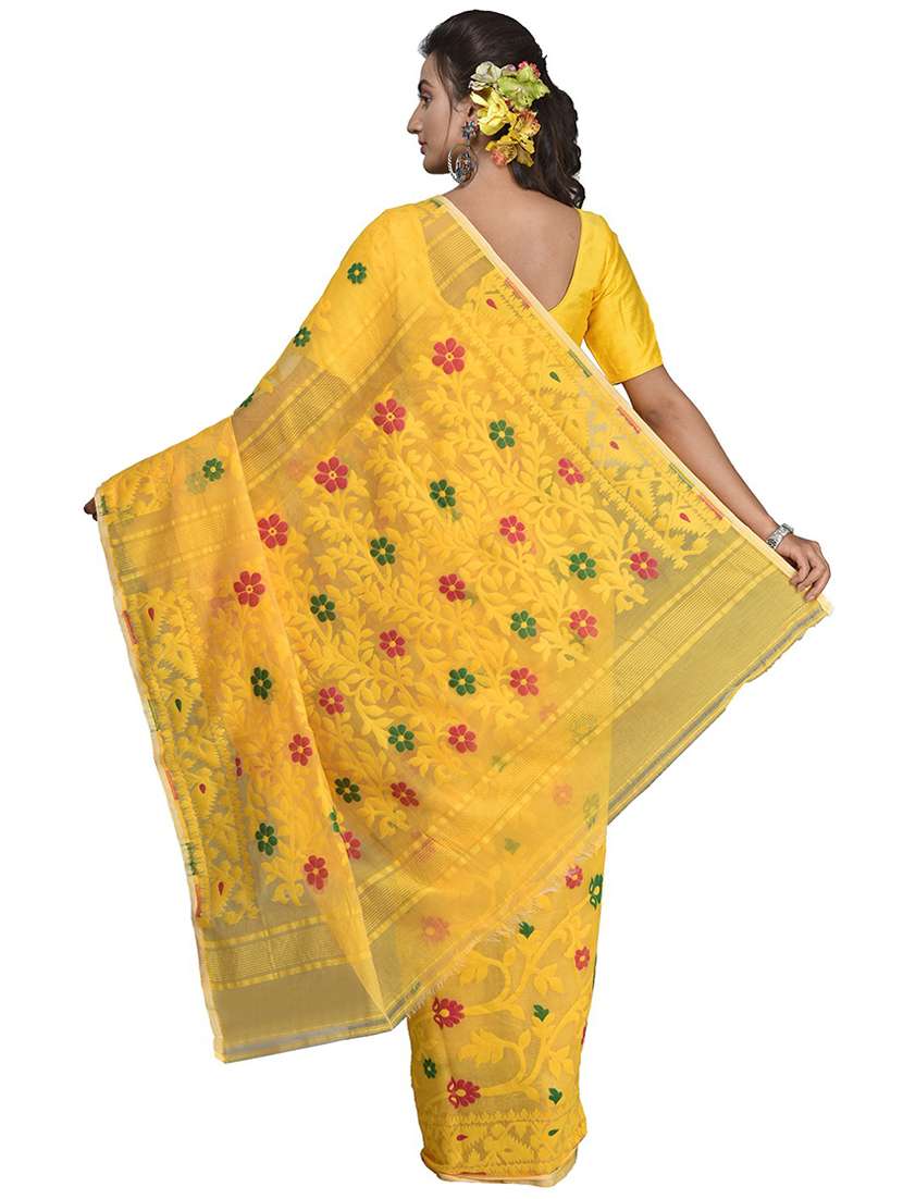 women's self design yellow colored saree with blouse - 20614008 -  Standard Image - 1