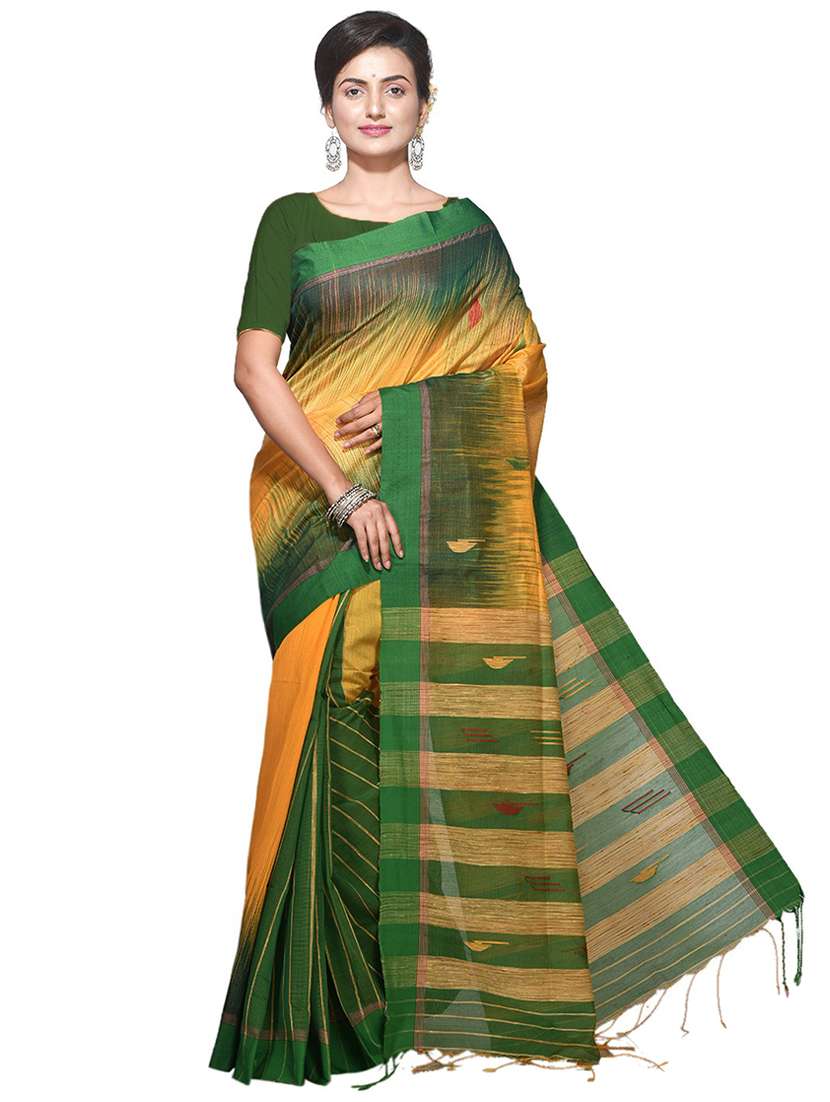 women multi color self design handloom saree with blouse