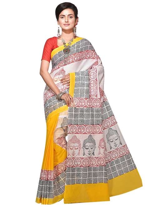 women multi color hand block print saree with blouse - 20614018 - Standard Image - 0