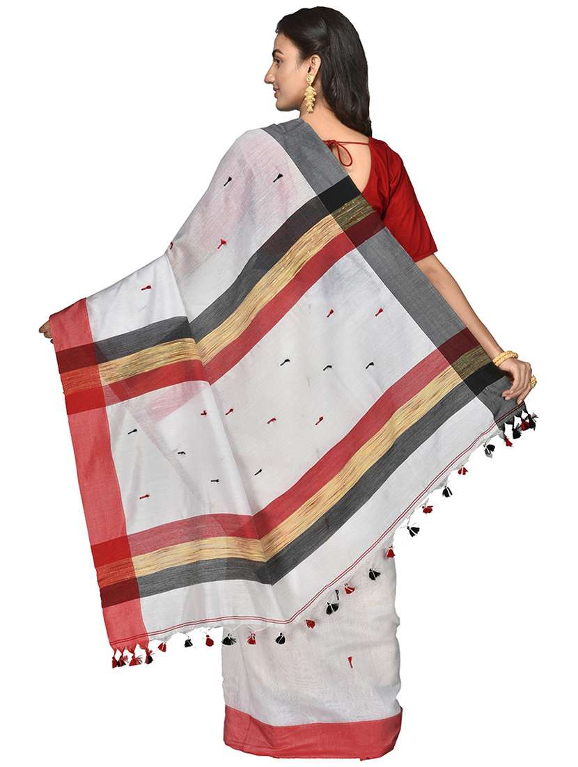 women's self design white colored saree with blouse - 20614026 -  Standard Image - 1