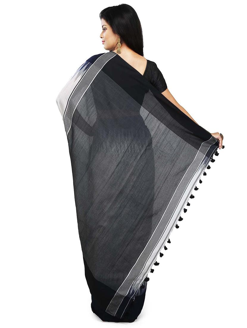 women's printed white colored saree with blouse - 20614029 - Standard Image - 1