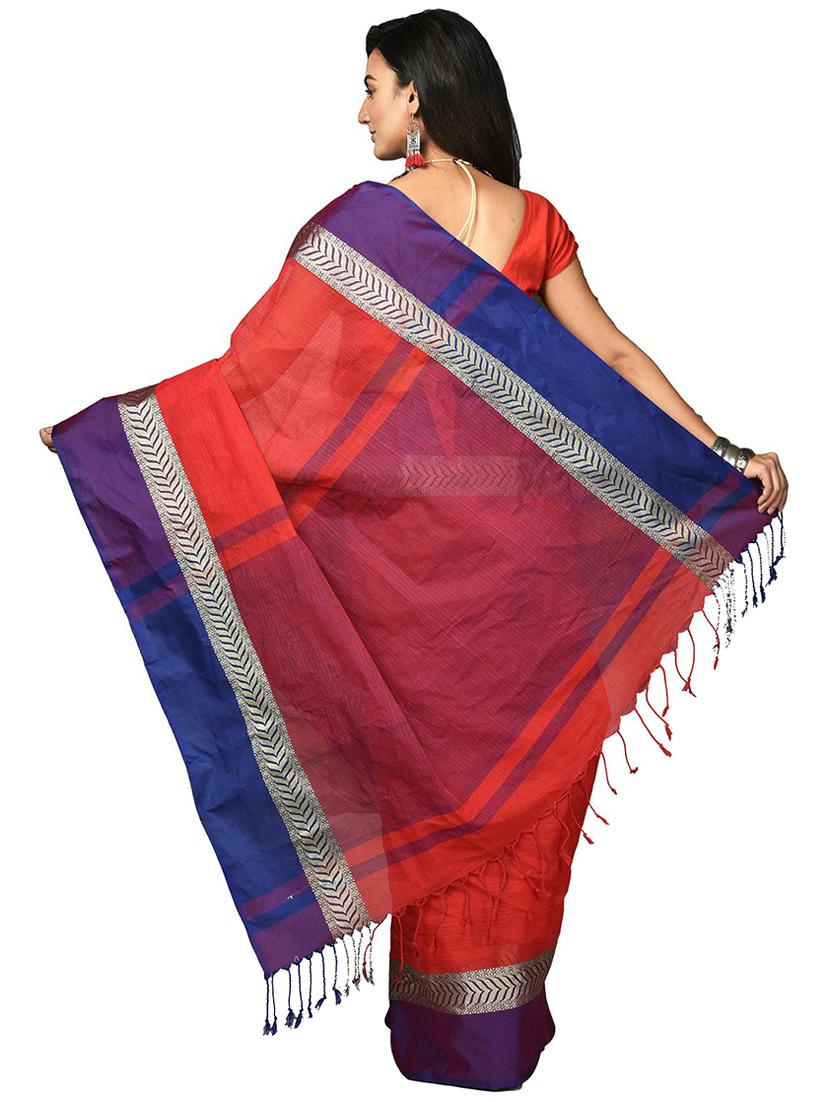 women red solid bordered saree with blouse - 20614042 - Standard Image - 1