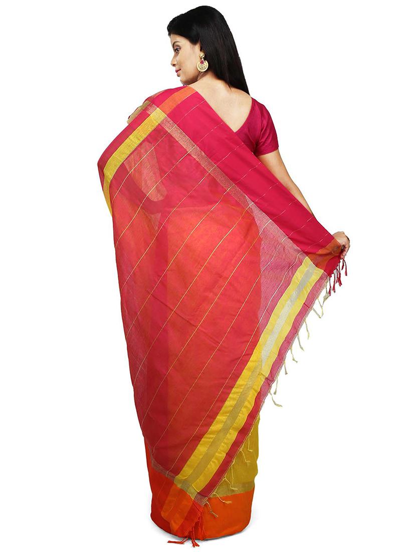 women yellow & red solid half & half saree with blouse - 20614052 - Standard Image - 1