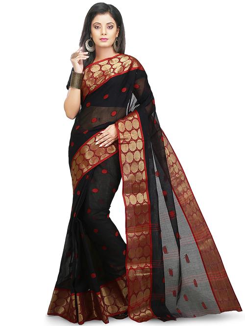 black self design bordered saree with blouse - 20614056 - Standard Image - 0