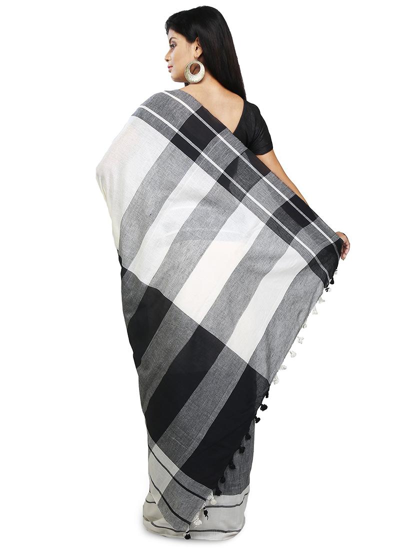 women white self design handloom saree with blouse - 20614059 - Standard Image - 1