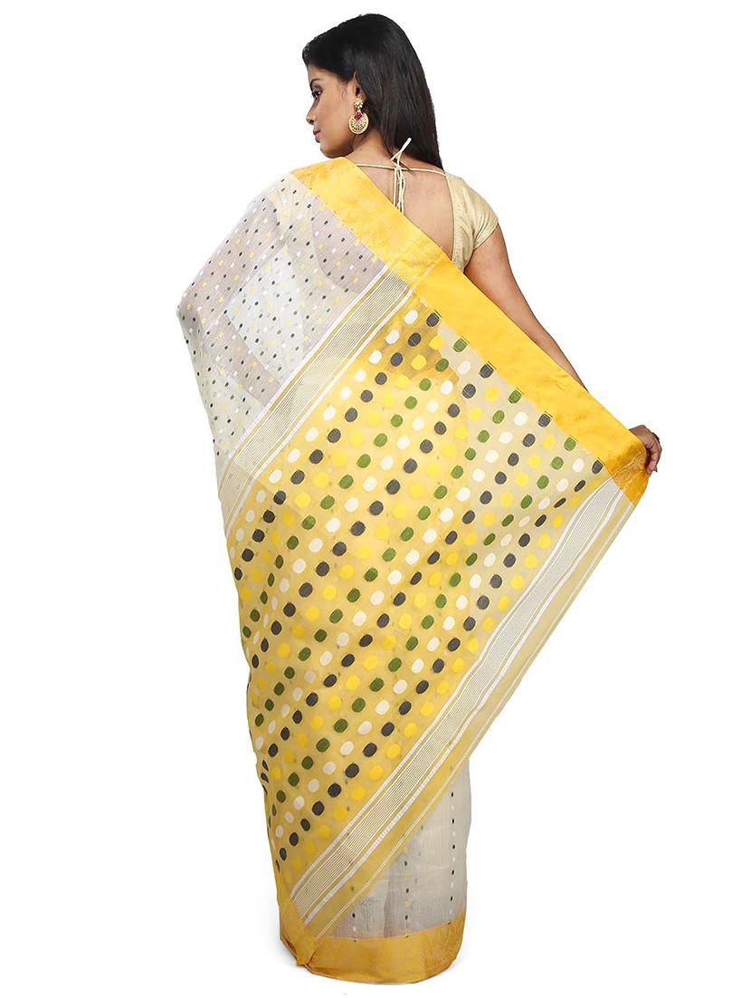 women beige self design handloom saree with blouse - 20614060 -  Standard Image - 1