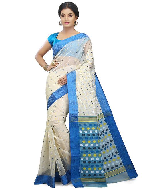white self design handloom saree with blouse - 20614062 - Standard Image - 0